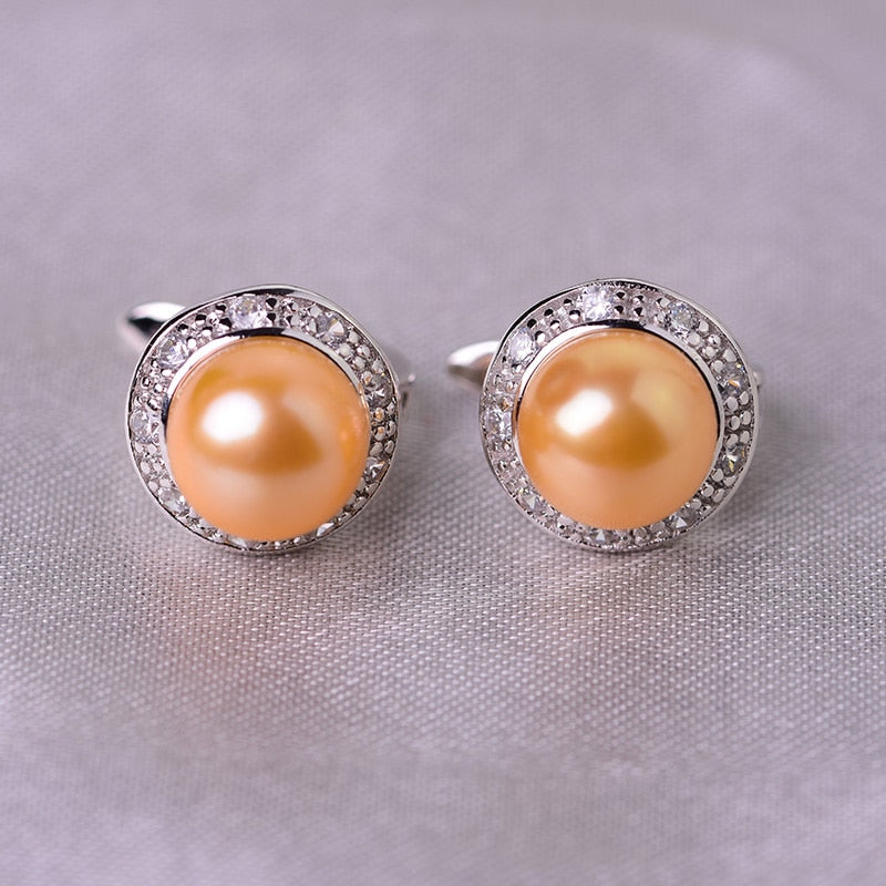 YIKALAISI 925 Sterling Silver Jewelry Pearl Earrings 2019 Fine Natural Pearl jewelry 8-9mm stud Earrings For Women wholesale