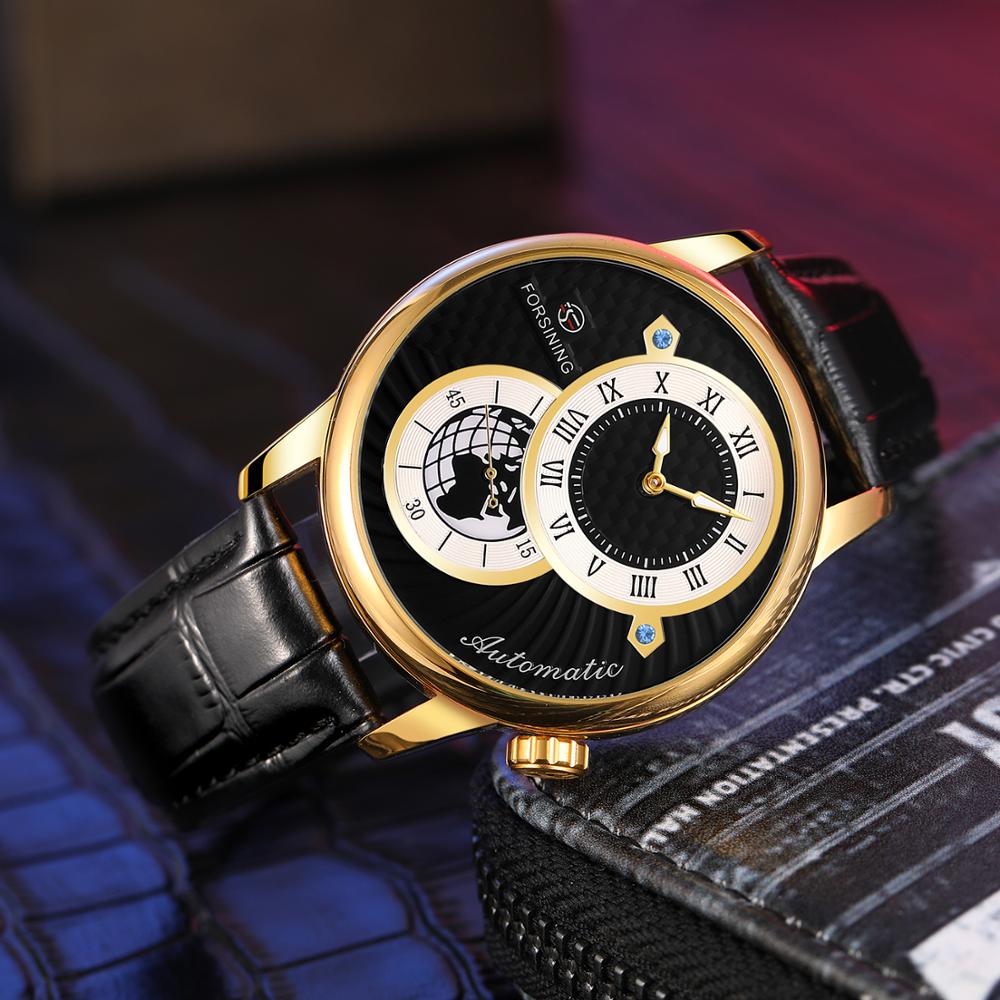 New FORSINING FSG8201 Men's Watch Waterproof Mechanical Mens Watches Leather Belt Luxury Business Automatic Watch Men Wristwatch