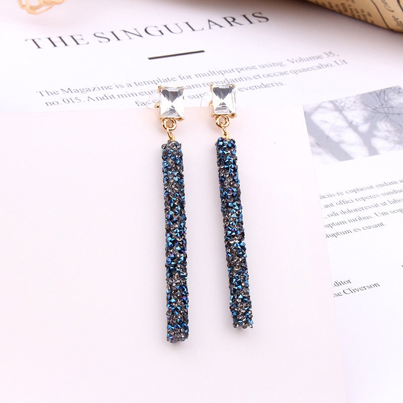 Exknl 2020 New Fashion Arrival Crystal Classic Geometric Long Dangle Earrings For Woman Female Jewelry Korean Simple Earrings