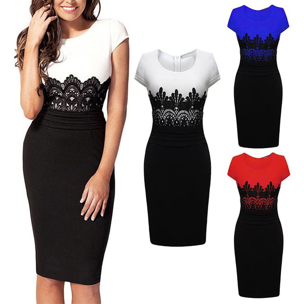 Sexy Vestidos Women Party Dresses OL Pencil Dress Summer Sleeveless Bodycon Midi Ladies Casual Slim Lace Large Size Dress