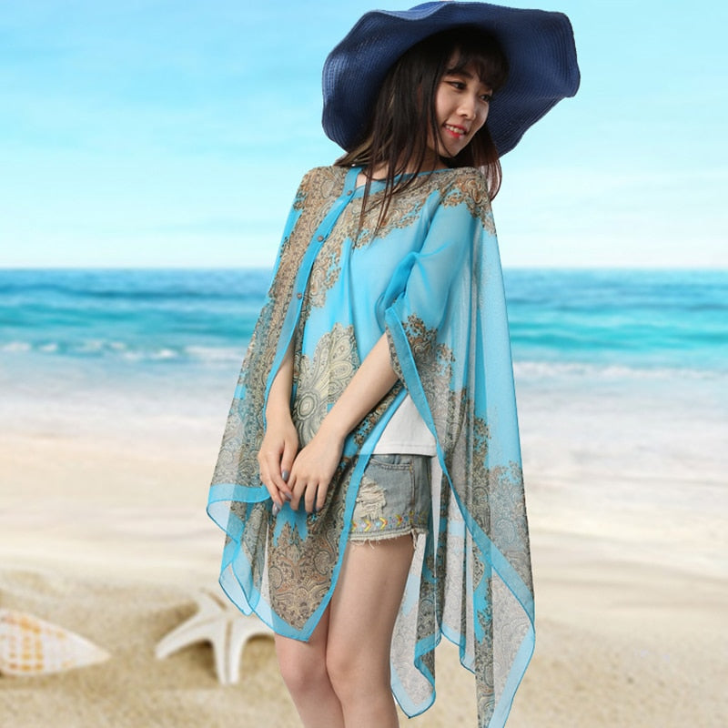 Woman Fashion Beach Dress Blouses Sun Protection Cardigan 2020 Summer Beach Holiday Cardigan Women Long Blouses Tops