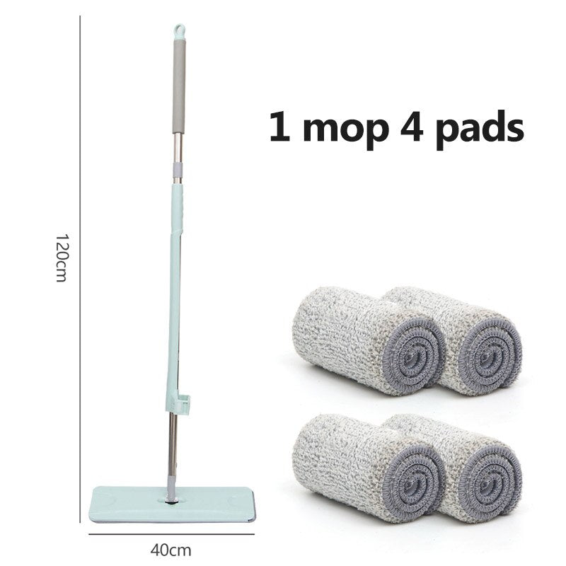 Automatic Microfiber Floor Mop with 2pcs Mop Cloth Replace Hand-Free Wash Flat Mop Squeeze Household Cleaning Tools