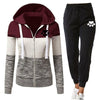 Autumn Tracksuit Woman Zipper Patchwork Hoodie+Pants Suit Long Sleeve Sweatshirts and Trousers 2 Piece Set Winter Clothing