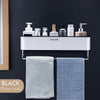 Bathroom Shelf Shower Caddy Organizer Wall Mount Shampoo Rack With Towel Bar No Drilling Kitchen Storage Bathroom Accessories