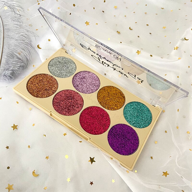 8Color Sequins Pearle Metallic Face Clavicle Brightening Pallete Pigment Professional Long-lasting Make Up Eyeshadow Palette