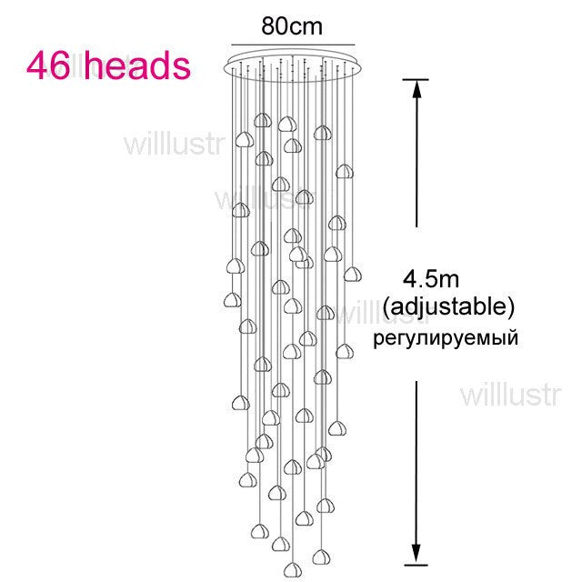 Luxury K9 Crystal Chandelier LED Pear Pendant Lamp Meteor Light Mall Villa Hotel Restaurant Staircase Lounge Modern Hang Lights