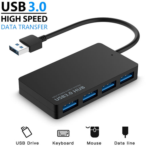 1PC High Speed USB 3.0 Hub External 4 Ports Adapter Splitter USB Expander Plug and Play For Laptop PC Computer Accessories