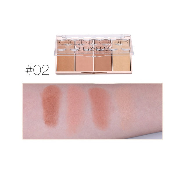 O.TWO.O 4 Colors Makeup Contour Palette Face Shading Grooming Powder Bronzer Long-Lasting Face Make Up Blush Palette