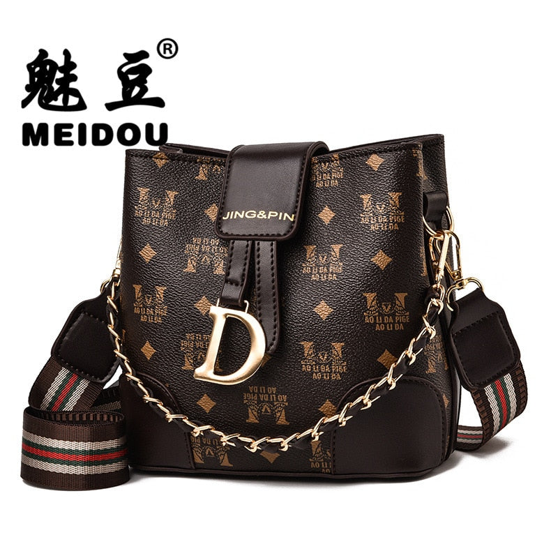 Bucket bag 2021 new net red fashion women's bag spring and autumn winter versatile women's printed shoulder bag