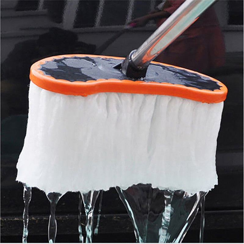 Easy Microfiber Spinning Floor Cleaning Mop Head Milk Silk Car Wash Brush Long Handle Wax Water Brush Car Cleaning Tool