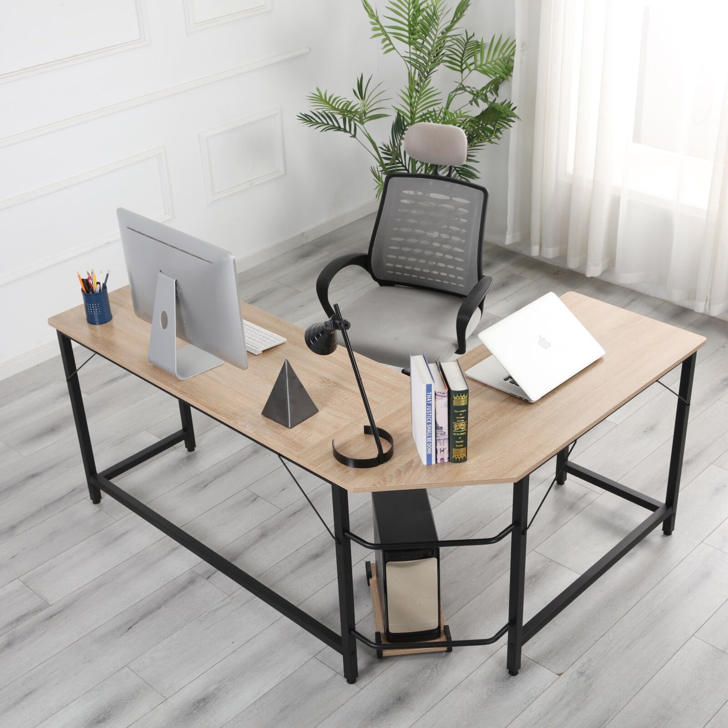 L-Shaped Desktop Computer Desk Study Table Office Table Easy to Assemble Can Be Used in home and office Black