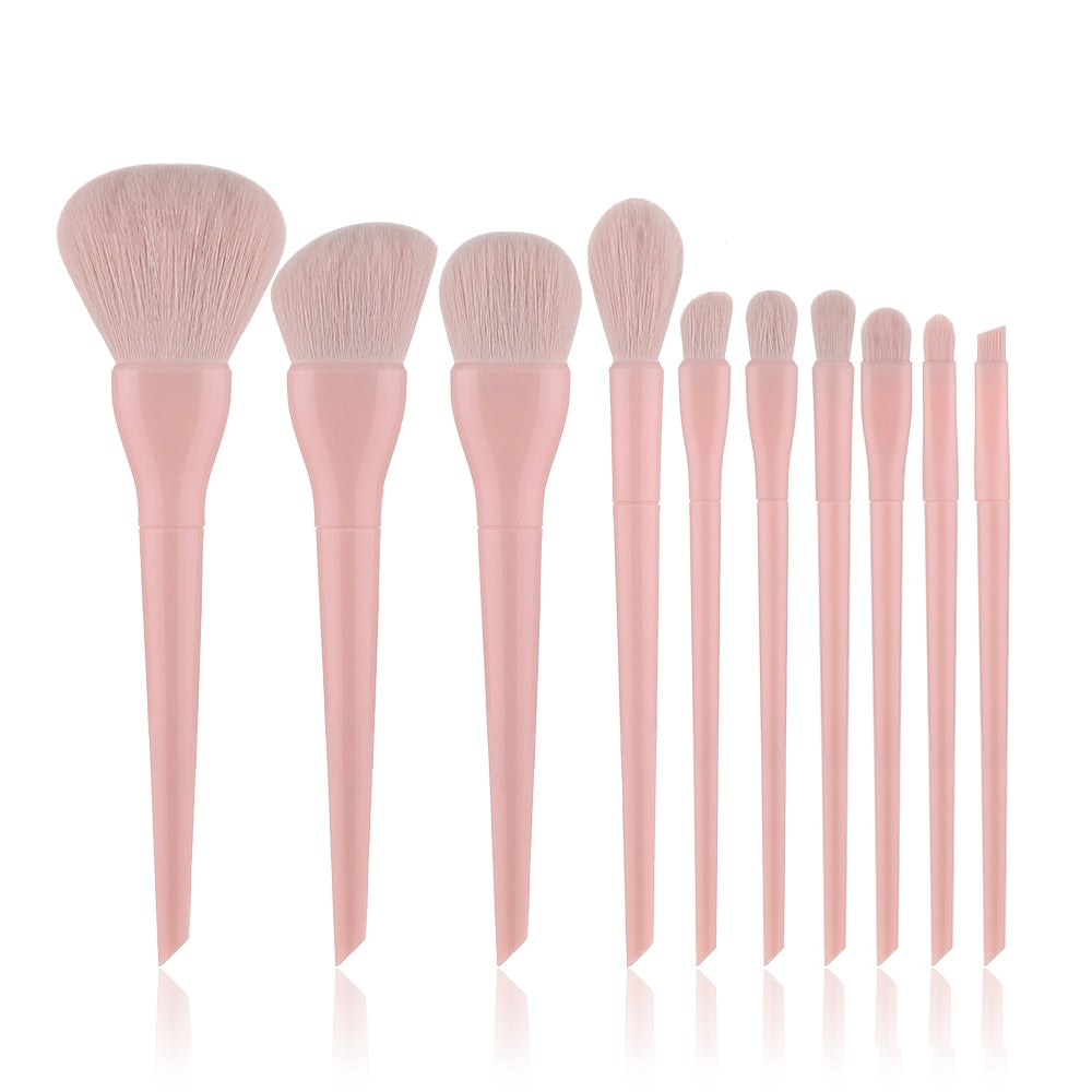 FLD 10pcs Candy Colors Makeup Brushes Set Professional Eyeshadow Eyebrow Foundation Powder Blush Blending Brushes Cosmetic Tool