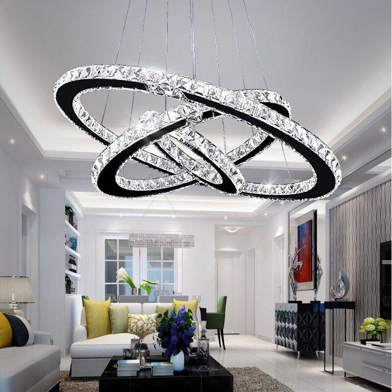 Modern LED Chandelier Crystal Ring Chandeliers Indoor Lighting Lustre Loft Light For Living Room Bedroom Kitchen Fixture Lights