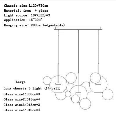 Modern minimalist clothing store bar counter ball glass chandelier restaurant staircase light creative personality spherical bub