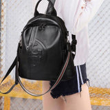 Ladies Travel Leather Backpack Real Cowhide Backpack Women's Bag Solid Color High Quality Black Leather Bag Student Schoolbag