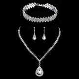 TREAZY Silver Color Rhinestone Crystal Bridal Jewelry Sets for Women Necklace Earrings Bracelet Set Wedding Jewelry Accessories