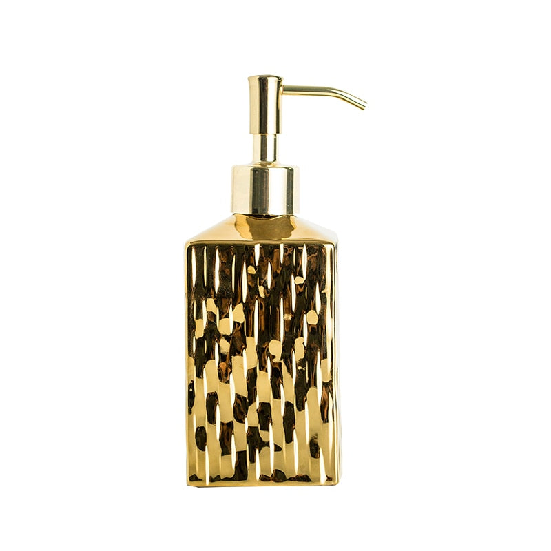 Ceramic Bathroom Accessories Set Gold silver Soap Dispenser Gargle Cup Soap Dish Home bathroom decor wash set Gold Finished