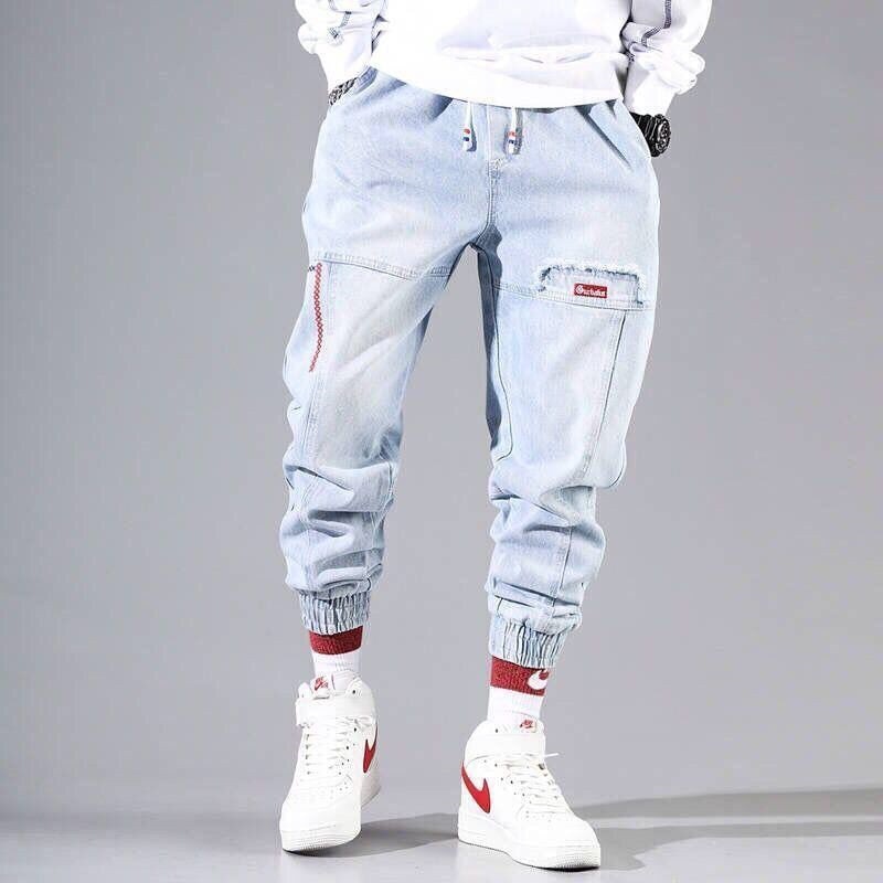 Streetwear Hip Hop Cargo Pants Men's jeans Cargo Pants Elastic Harun pants Joggers Pants In Autumn and Winter