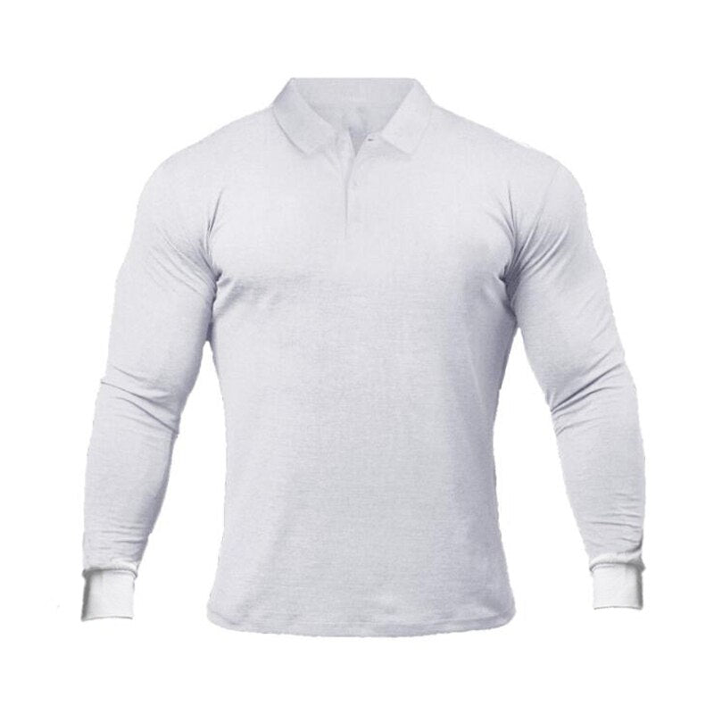 Brand Polo-Shirts Long Sleeve Male Cotton Solid Fitness Mens Slim Fit Fashion Autumn Breathable Polo Shirt plus size