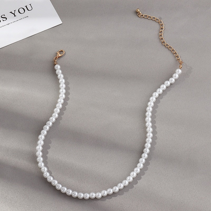 Vintage Imitation Pearl Choker Necklaces Chain Goth Collar For Women Fashion Charm Party Wedding Jewelry Gift Accessories Bijoux