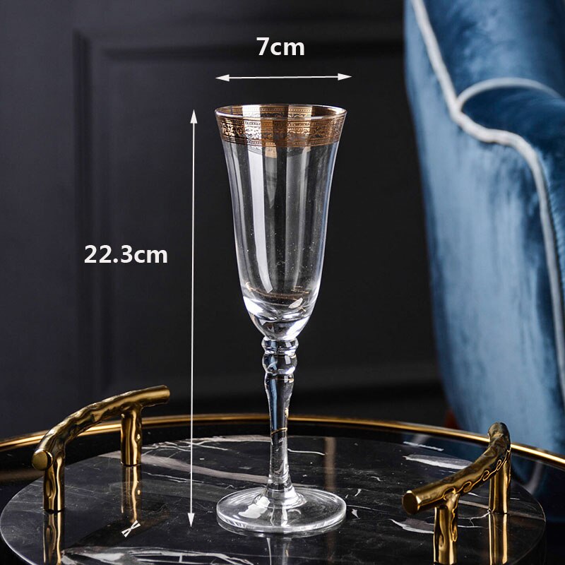 High quality Crystal glass cup golden side Goblet Wine Cup Champagne Glasses Creative Bar party hotel Home Drinking Ware