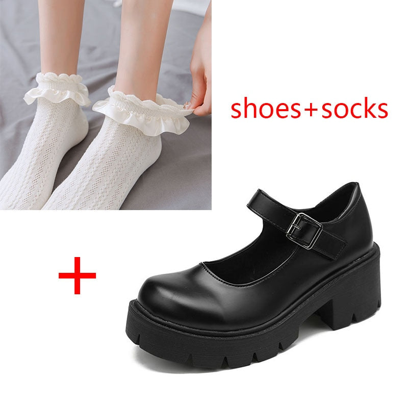 low heel women shoes models Mary Jane shoes women's Japanese high heels platform shoes harajuku vintage lolita shoes heels