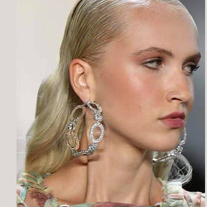 New Arrival Women Fashion Shiny Rhinestone Circle Hoop Earrings Jewelry Hot Sale Trendy Statement Earrings Accessories