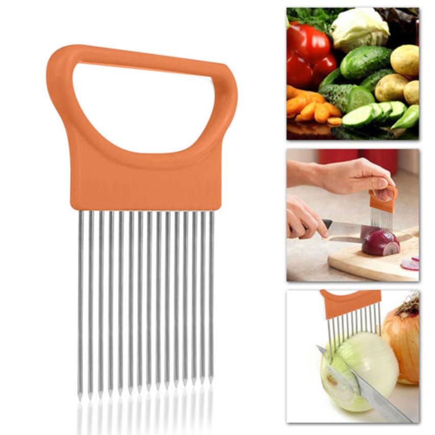 Onion Slicer Kitchen Gadgets Tomato Vegetables Safe Fork Vegetables Slicing Aid Holder Guide Onion Cutter Cutting Tools 2020 New