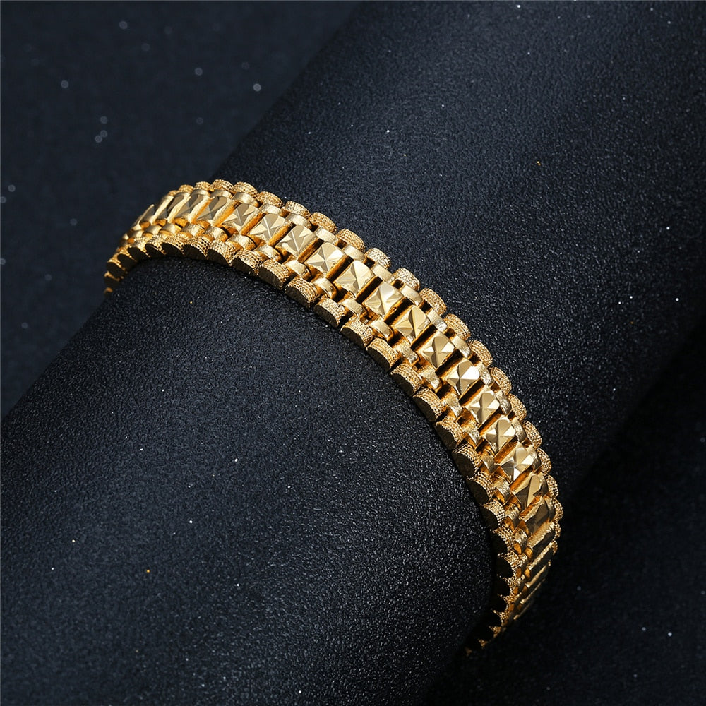 Chunky Mens Hand Chain Bracelets Male Wholesale Bijoux Gold/Silver Color Chain Link Bracelet For Men Jewelry pulseira masculina