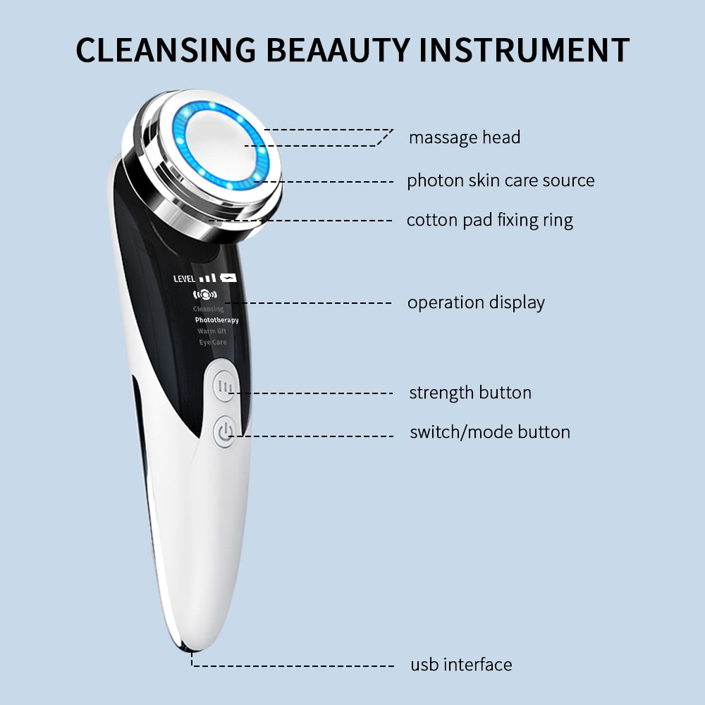 Face Massager Skin Rejuvenation Radio Mesotherapy LED Facial Lifting Beauty Vibration Wrinkle Removal Anti Aging Radio Frequency