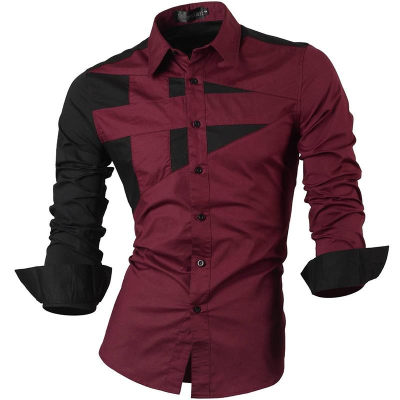 Jeansian Men's Fashion Dress Shirts Casual Long Sleeve Slim Fit Tatoo Stylish Z030