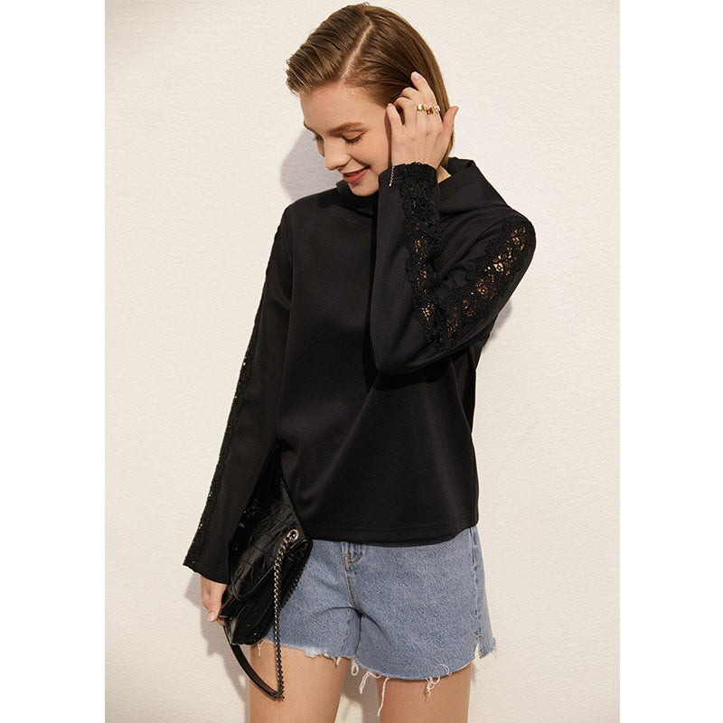 Amii Minimalism Spring New Fashion women hoodies Causal Hooded Hollow Out Loose Streetwear Female Pullover Tops 12170036