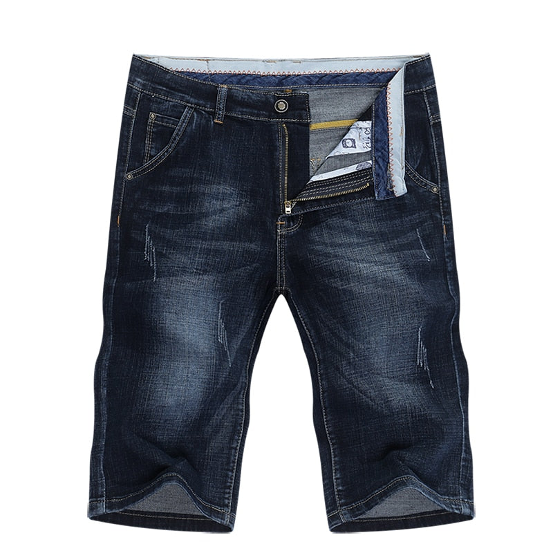 KSTUN Summer Shorts Jeans Men Denim Pants Stretch Dark Blue Fashion Design Men's Jeans Slim Straight Male Short Jeans Hombre