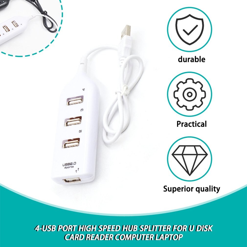 USB 2.0 High Speed 4 Ports Splitter Usb Hub Adapter for PC Laptop Computer Receiver Computer Peripherals Accessories