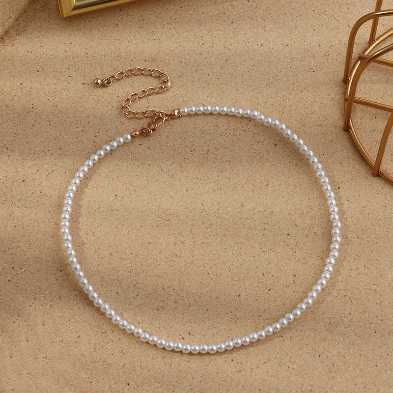 Vintage Imitation Pearl Choker Necklaces Chain Goth Collar For Women Fashion Charm Party Wedding Jewelry Gift Accessories Bijoux