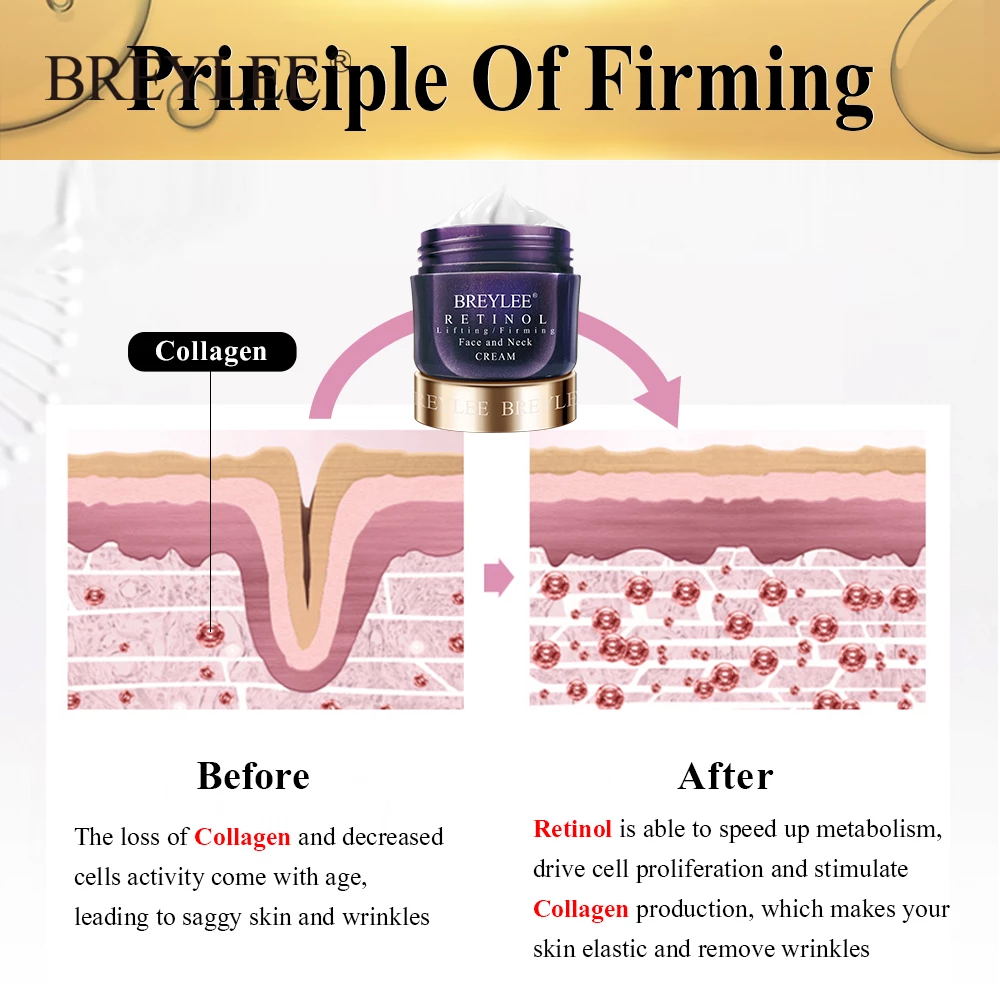 BREYLEE Retinol Firming Face Cream Lifting Neck Anti-Aging Remove Wrinkles Day Night Moisturizing Whitening Facial Cream Serum