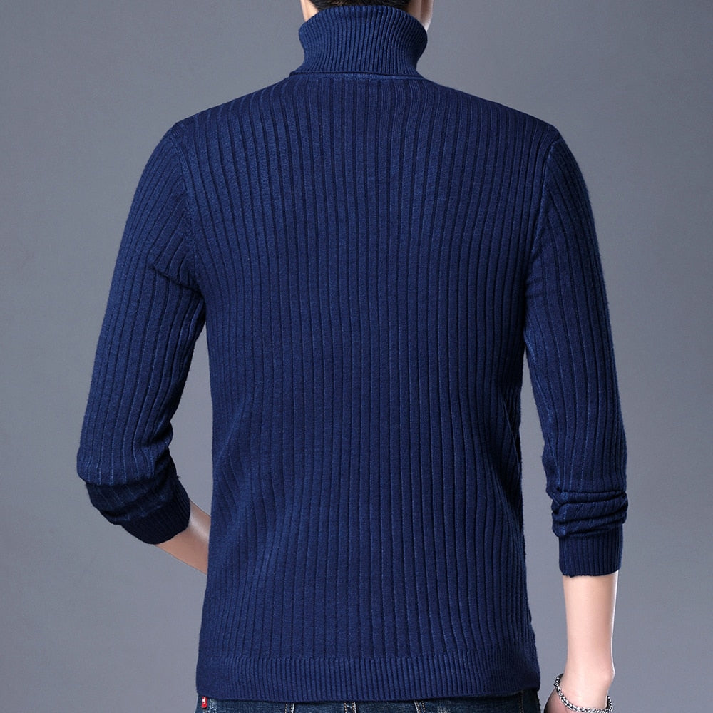 2021 New Casual Knitted Turtleneck Sweater Men Pullover Clothing Fashion Clothes Knit Winter Warm Mens Sweaters Pullovers 81332