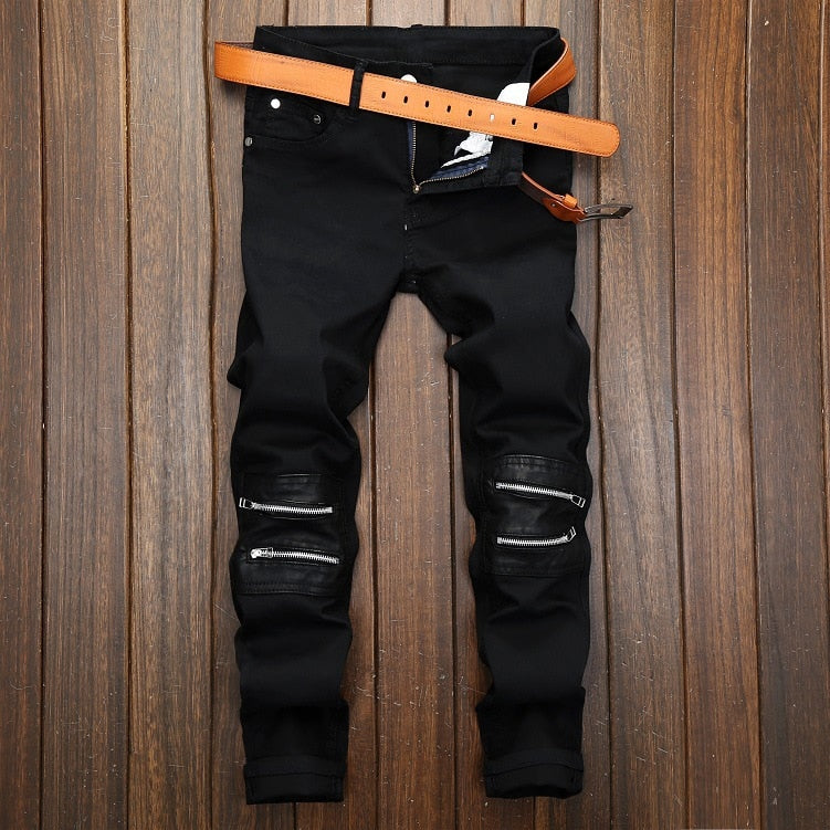 2021 New Fashion Mens Cotton Ripped Hole Jeans Casual Slim Skinny White Black Jeans Men Trousers Casual Male Hip hop Denim Pants