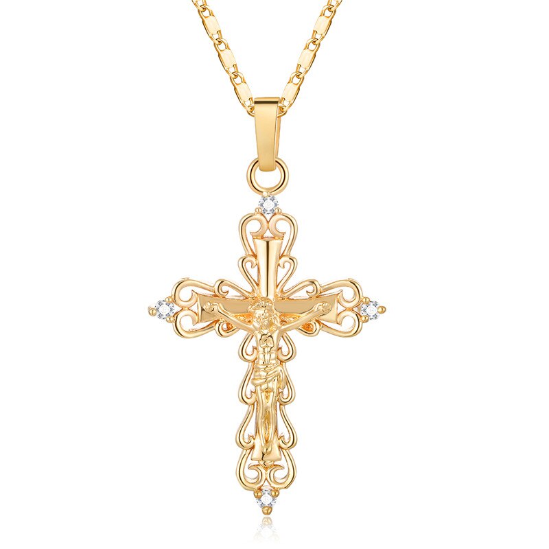 CWEEL Virgin Mary Necklace Gold Color Bijoux Imitation Crystal Statement Necklace Women Fashion Pendant Catholic Jewelry