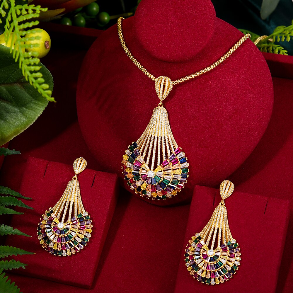 GODKI Big Fashion Luxury Dandelion Statement Jewelry Set For Women Wedding Party Full Zircon Dubai Bridal jewelry Set 2021