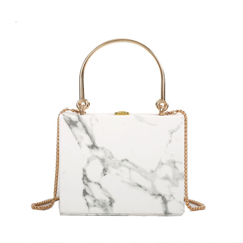 fashion marble box women handbags designer chains shoulder crossbody bags luxury pu leather lady evening clutch bag female purse