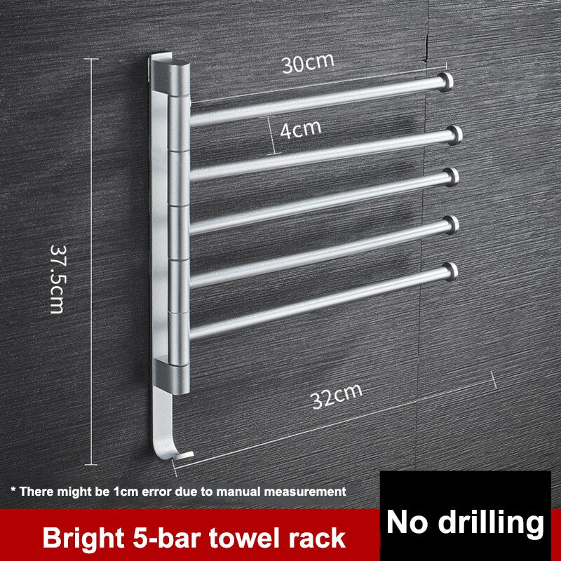 Towel Rack Wall Mounted Bathroom Rotatable Towel Holder 2/3/4/5-Bar Kitchen Shelf Towel Hanger bathroom accessories No Punch