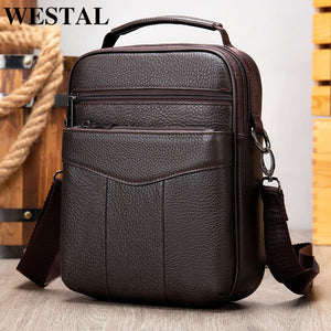 WESTAL Bag Men Leather Men's Shoulder Bag Zip Mens Messanger Crossbody Bags for Men Desinger Bags Small Men's Leather Handbags
