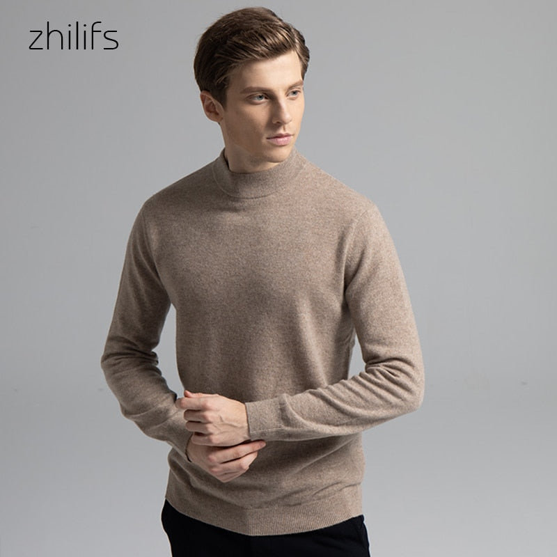 Men 100 Cashmere Sweater 2021 Men's Casual Winter Knit Warm Men Half Turtleneck Pullover Coat Outerwear Mens Sweaters And Pullo