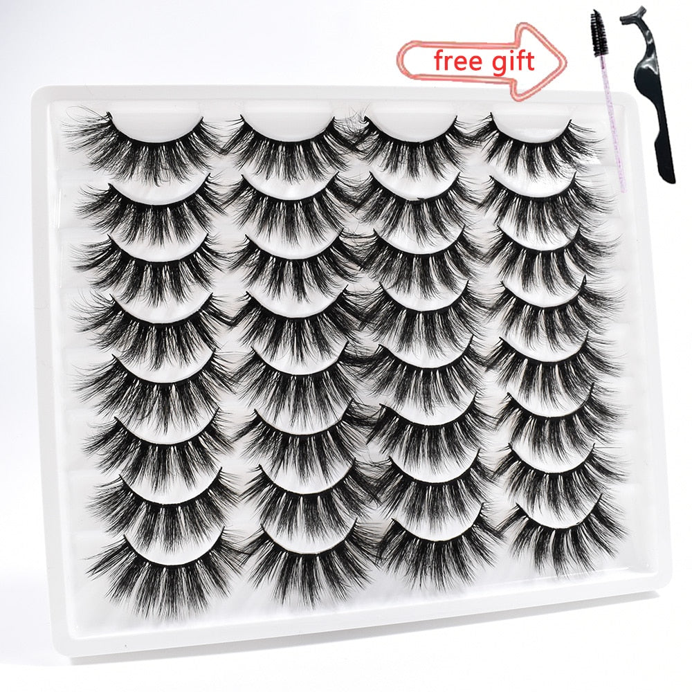 14/16Pairs  Black Mink Thick False Eyelashes Cils Soft Make Up Faux Cross Lashes Eyelashes Wholesale maquiagem cilios