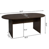 Giantex 69" x 35" Oval Conference Table with Rectangle Panel Base 6 People Engineered Wood Modern Design Meeting Table