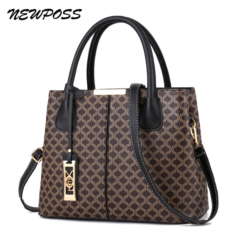 Newposs 2021 Fashion Women Handbags Tassel PU Leather Totes Bag Top-handle Embroidery Bag Shoulder Bag Lady Simple Style