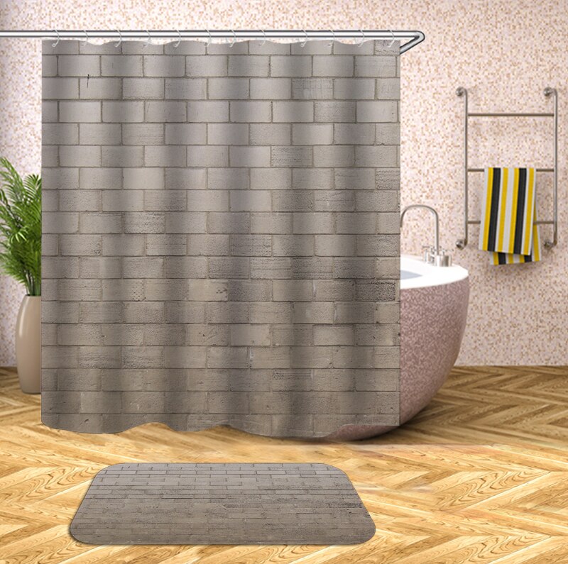 wooden 3D Shower Curtains Waterproof fabric shower curtains with hooks bathroom curtain funny bath curtain or mat