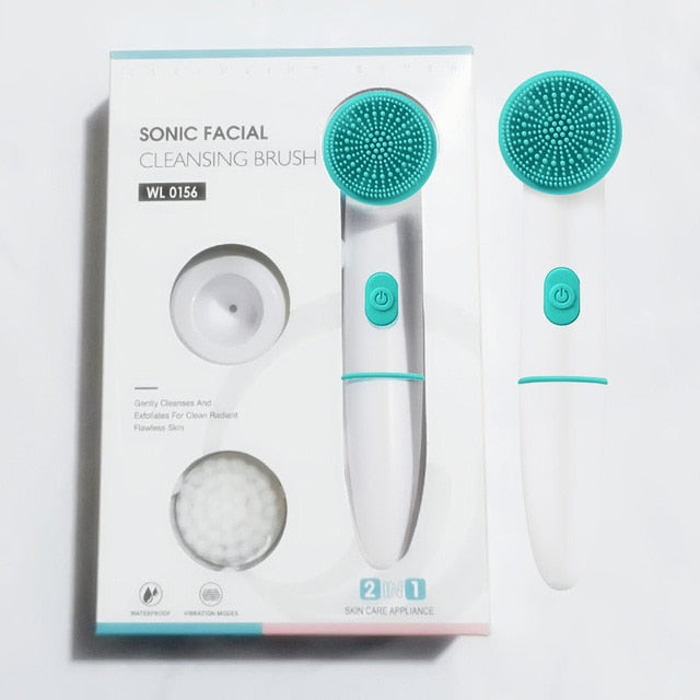 Facial Cleansing Electric Facial Cleansing Brush 2 in 1 Sonic Vibration Cleansing Brush Exfoliating Massage Cleansing Brush