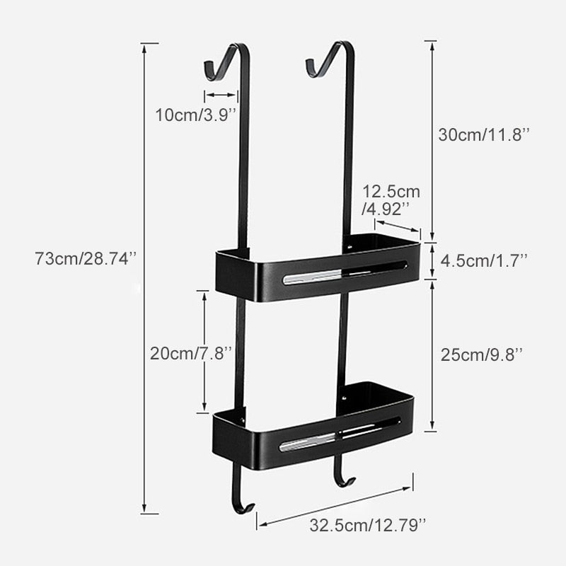 Black Hanging Bath Shelves Bathroom Shelf Organizer Nail-free Shampoo Holder Storage Shelf Rack Bathroom Basket Holder EL5018